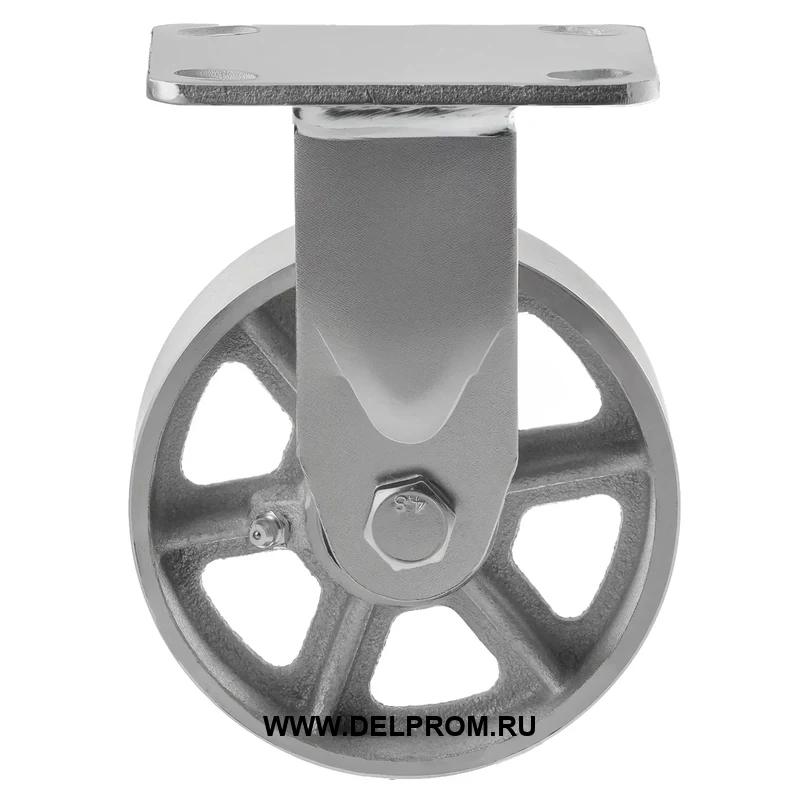 FCs 54 - Большегрузное чугунное колесо без резины 125 мм (неповорот., площ., темн. обод.)