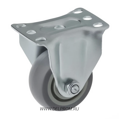 34075F - Аппаратное колесо из термопласт. резины 75 мм(неповор.площ,серое,полипр.обод,дв.шарикоподш.)