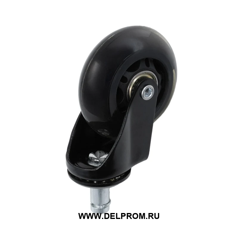 45065Th - Мебельное прозрачное колесо 65 мм (штырь, повор., мягкий полиуретан, двойн. шариковый подшипник)
