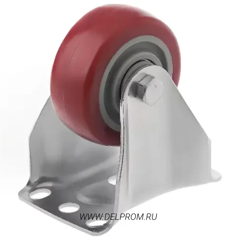 31075F - Полиуретановое аппаратное колесо 75 мм (неповор.площ., полипроп.обод, двойн. шарикоподш.)