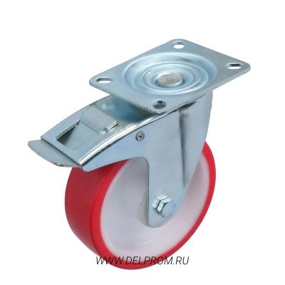 SPpb 93 SS - Полиуретановое колесо 80x34 мм (нерж. сталь, площ., повор., обод PP,торм., подш скольж.)