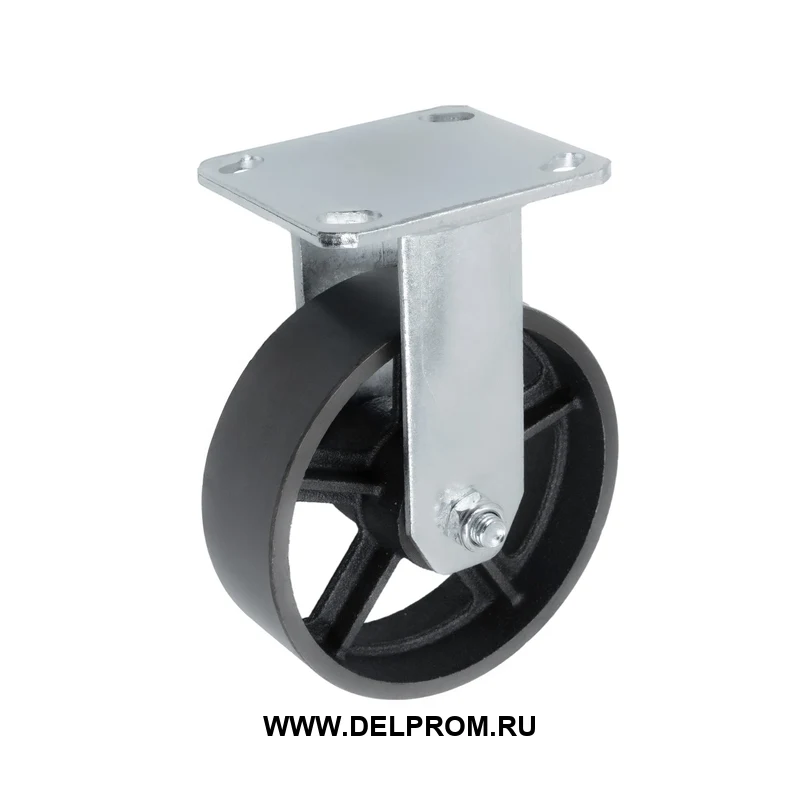 FCs 63 - Большегрузное чугунное колесо без резины 150 мм (неповорот., площ., темн. обод.)