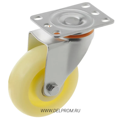 320100S - Полипропиленовое белое колесо 100 мм (повор.площ, двойн. шарикоподш.)