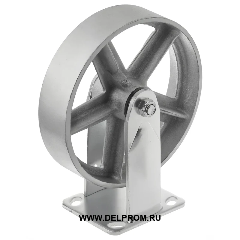 FCs 80 - Большегрузное чугунное колесо без резины 200 мм (неповорот., площ., темн. обод.)